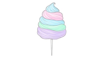 Colorful cotton candy illustration against a white background