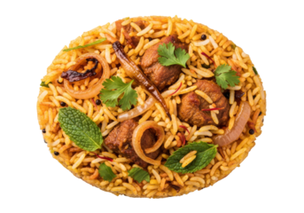 basmati biryani plate with chicken mint saffron rice