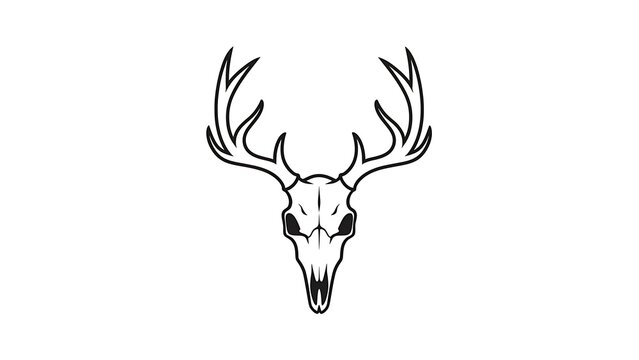 Deer skull silhouette illustration on white background