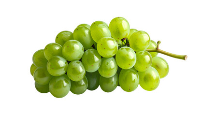 A close-up of a bunch of fresh, green grapes isolated on a black background