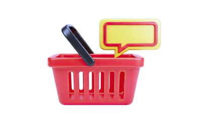 Red Shopping Basket with Speech Bubble Icon