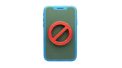 Smartphone with Red Prohibition Symbol