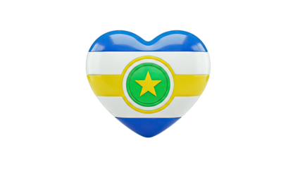 Heart shape emblem with flag colors and star