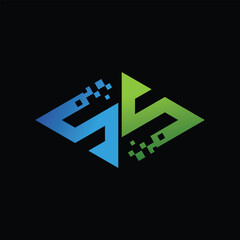 Abstract S Logo with Gradient and Pixelated Edges