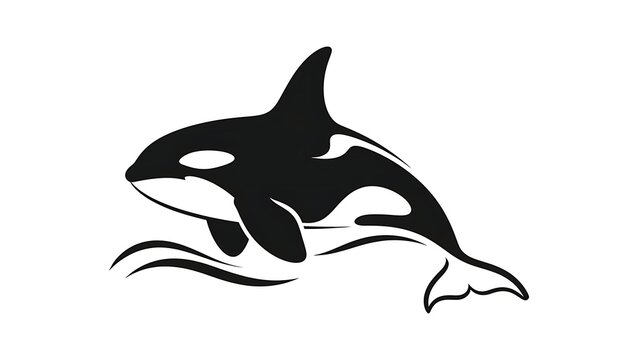 Orca whale illustration black and white vector graphic - Powered by Adobe