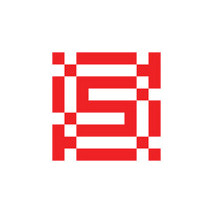 Abstract Red Geometric S Logo