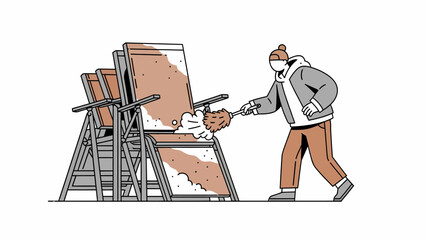 Artist Painting on Easel with Brush.