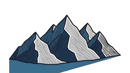 Stylized mountain range illustration on white background
