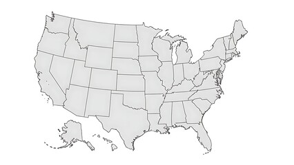 United states map gray outline on white background © Vidya Rahmandari