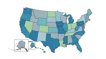 United states map illustrating state divisions and regions