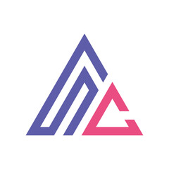 Abstract SC Geometric Triangle Logo in Purple and Pink