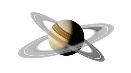 Saturn planet with rings on transparent background isolated