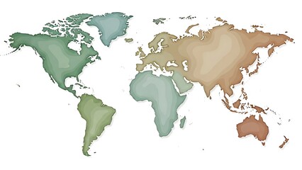 Obraz premium World map illustration watercolor style and isolated