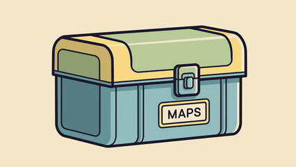 Illustration of a closed box labeled maps with a latch on the front.