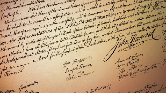 Historic USA Declaration - 4K Close Up Pan - III - Cinematic Ultra HD 3D realistic animation with candle flame light reflection effect