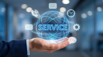 businessman pressing social network button