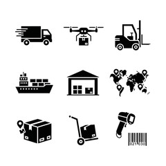 Logistics and Transportation Delivery Icons Set