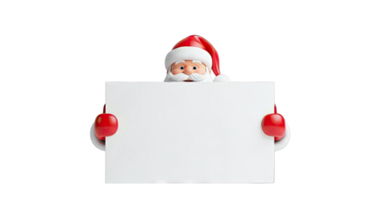 Santa Claus holding a blank sign for Christmas greetings