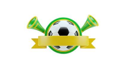 Soccer Emblem with Vuvuzelas and Ribbon