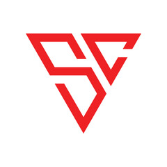 Red SC Monogram Logo in Triangular Shape