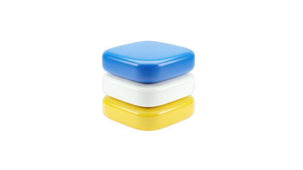 Stack of three colorful rounded square objects