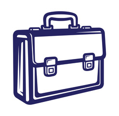 Obraz premium Simple blue outline illustration of a briefcase symbol for business and professional concepts