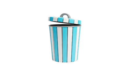 Striped Trash Can with Lid