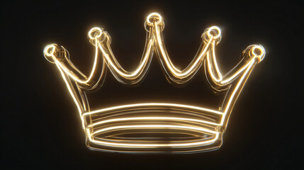 A golden crown elegantly displayed against a dark background, radiating luxury and regal splendor. The crown has intricate details with a glowing outline