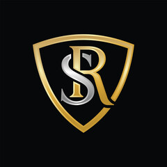 Golden and Silver SR Monogram Shield Logo