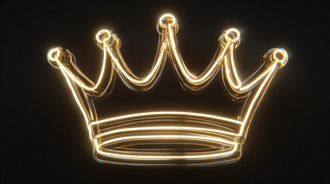 A golden crown elegantly displayed against a dark background, radiating luxury and regal splendor. The crown has intricate details with a glowing outline
