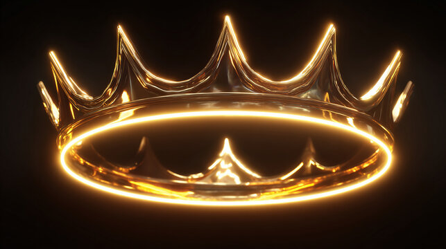A regal golden crown illuminated against a dark background, exuding an aura of power and royalty