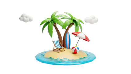 Tropical Island Paradise with Beach Essentials