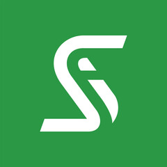 Modern Stylized SI Monogram Logo on Green Background