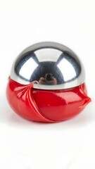 Red Ball with Silver Metallic Ring.