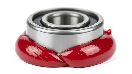 Red Lipstick on Metal Ashtray Closeup.