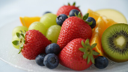 Fresh assorted fruits healthy natural food.