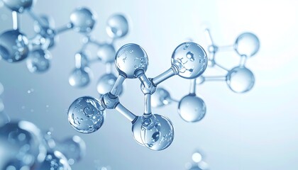 Close-up of transparent molecule structure, soft light, science illustration