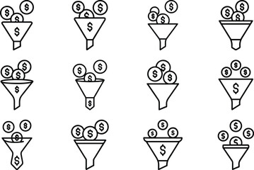 Business Management Line Art Icon Set, Corporate Success Support Analytics and Marketing Outline Icons Collection, Minimal Black and White Vector Symbols for UI UX Apps Websites and Professional Desig