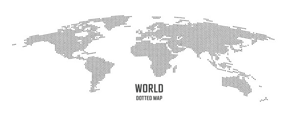 Fototapeta premium Black Halftone Dotted World Map Illustration Vector, Representing Global Connections