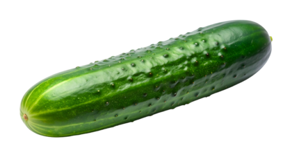 Isolated, vibrant green cucumber, showcasing textured skin and elongated shape
