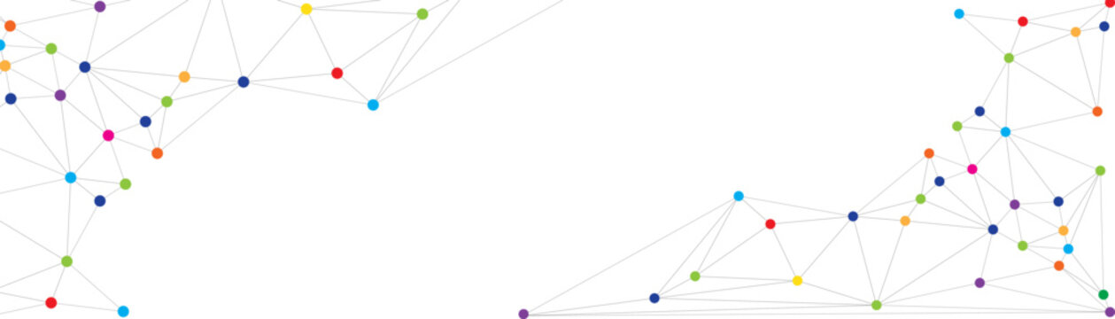 Colorful network connection points digital data technology background banner design