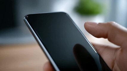 Smartphone hand finger black screen touch modern sleek closeup technology minimal mobile phone touch screen icon wireless payment digital transaction contactless payment icon reflection secure - Powered by Adobe