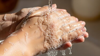 Washing Hands Under Running Water Closeup.