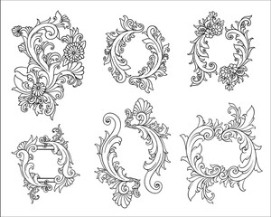 Fototapeta premium Luxury Vintage Floral Ornament Frame Set