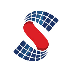 Dynamic S Letter Logo with Solar Panel Grid Elements
