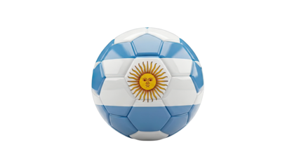 Soccer ball with Argentina flag pattern and Sun of May