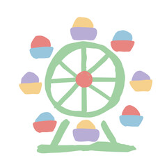たのしいサーカス 観覧車のイラスト｜Fun Circus Ferris Wheel Illustration