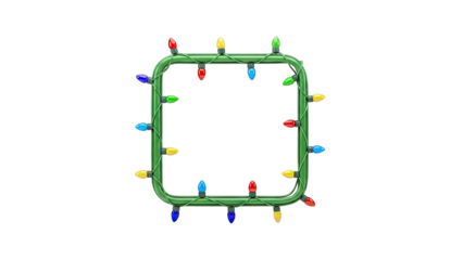 Square frame decorated with colorful Christmas lights