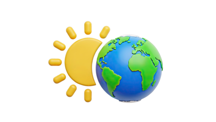 Stylized Sun and Earth with bright colors