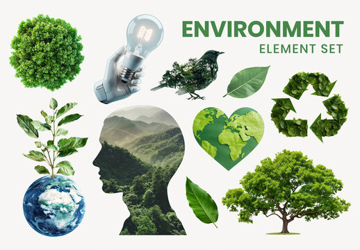 Nature Promoting Environmental Awareness Element Design Set